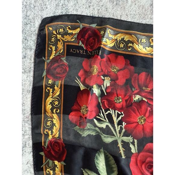 Vintage Linda Allard Ellen Tracy Silk Square Scarf Red Color 35x35” Excellent - Picture 2 of 5